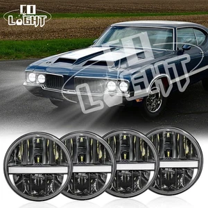 Newest 4PCS Halo DRL 5-3/4 5.75" Round LED Headlights Hi/Lo For 442 98 Delta 88 - Picture 1 of 13