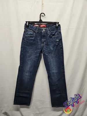 Arizona Co Boys Blue Straight Adjustable Waist Belt Loop Denim Jeans Size 18 Reg - Image 1 of 4