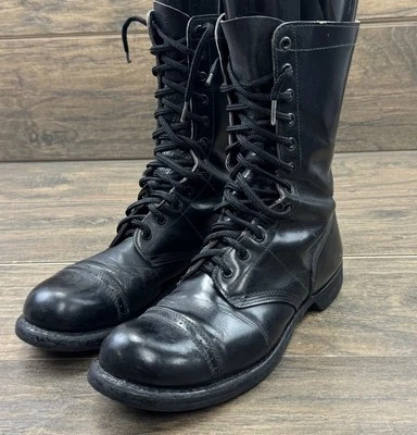 Botas de Salto Corcoran Para Hombre 11.5 Cuero Negro Vietnam Combate Militar Años 70 EE. UU. Foto 1 de 4