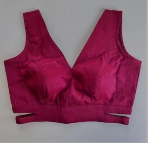 Designer Dupion Seide V-Ausschnitt hinten offen Partykleidung/Hochzeitskleidung Sari Bluse  - Bild 1 von 4