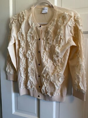 Cárdigan Suéter Rojo Valentino Volantes Para Mujer S Beige 32" Busto Bonito Foto 1 de 3