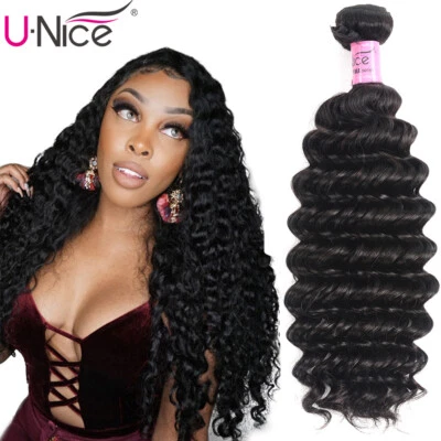 UNICE Paquetes Brasileños de Onda Rizada Profunda Extensiones de Cabello Humano Tejidos de Cabello Virgen Foto 1 de 4
