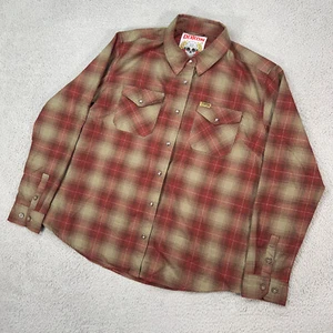 Dixxon Shirt Womens XL Brown Red Plaid Button Snap The Juarez Flannel - Picture 1 of 11