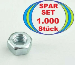 1.000x Sechskantmuttern M8 Gewinde-Sechskantmutter verzinkt DIN 934 Kl. 8 Mutter - Picture 1 of 4