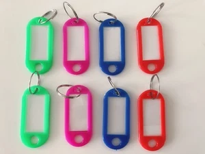 8x Plastic Travel Luggage School bag Name ID Badge Tag Small Label Key Rings AU - Picture 1 of 12