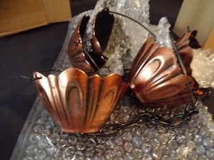 CADENA LLUVIA 45" METAL acabado cobre envejecido 5 TAZAS FLORES LOTO NUEVA SIN ETIQUETAS - Imagen 1 de 4