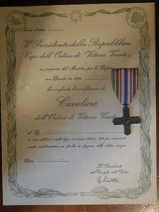 attestato + croce ordine di vittorio veneto a reduci 1 guerra mondiale 1918 1968 - Picture 1 of 1