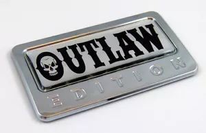 OUTLAW Edition Chrome Emblem Car Auto Bike Badge Motorcycle - Imagen 1 de 2