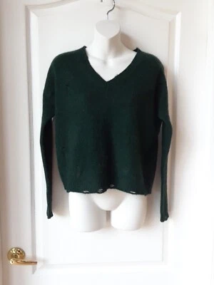 AQUA Cashmere Distressed Geometric Knit RARE V Neck Sweater Women's XS L/S~ NWT! - Image 1 of 4