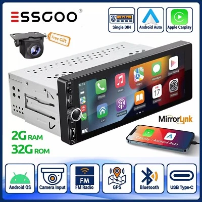 6,86" Single DIN Autoradio Apple Carplay Android 13 2+32G Radio BT GPS WIFI +CAM - Bild 1 von 4