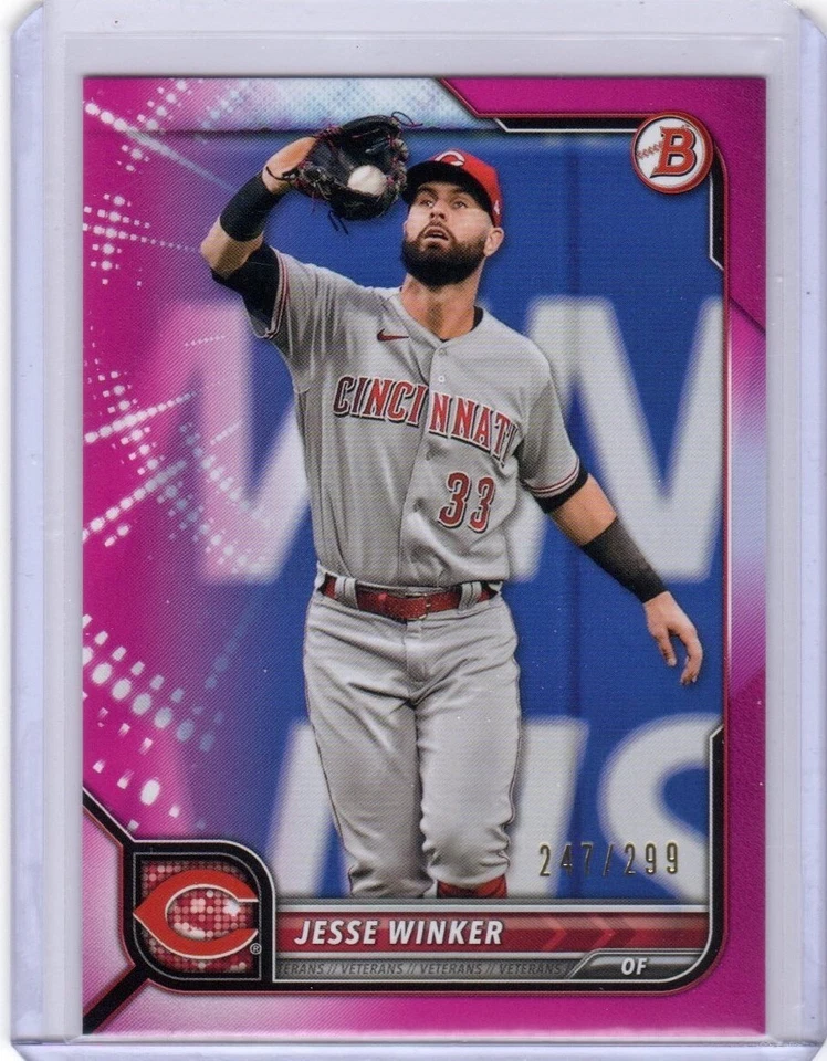 2022 Bowman Fuchsia Border /299 Jesse Winker #97 Paper Veteran Reds - Image 1 of 2
