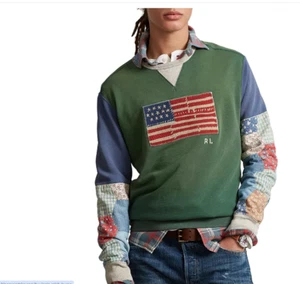 Polo Ralph Lauren Herren Flagge Patchwork-Ärmel Fleece Sweatshirt £550 authentisch - Bild 1 von 13