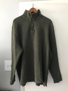 Polo Ralph Lauren 2XL pull vert chasseur 1/4 fermeture éclair col faux violet poney tricot - Photo 1/8
