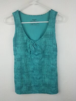 Blusa Patagonia Feminina Tamanho Pequeno Estampa Verde-azulada Sem Mangas Frente Enrugada Elástica A19 - Imagem 1 de 4