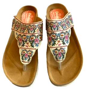 Sandalias Desigual Talla 4 Blanco Bordado Puntera Cuero Tan Cómodas Verano - Imagen 1 de 6