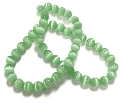 50 Vidrio de fibra óptica ojo de gato verde erinita 8 mm. Cuentas redondas lisas 2585 Foto 1 de 4