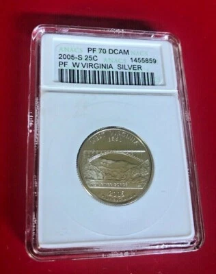 2005 S QUARTER ANACS PF 70 DCAM SILVER WEST VIRGINIA OLD HOLDER - Image 1 of 2