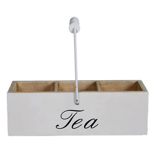 Teebox Holz mit Griff, 3 Fächer, Aufschrift "Tea", 22x8x7 cm, für Teebeutel - Bild 1 von 1