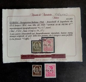 1941 LJUBLJANA ITALIAN OCCUPATION CO.CI 17 VALUES MNH* CAFFAZ CERTIFIED PERFECT - Picture 1 of 4