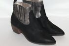 New! Band Of Gypsies Black Suede Leather Borderline Western Ankle Booties Sz 9