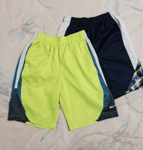 #Set of 2 Boys size S Clothing Nike Shorts Navy Neon Green, White, Elastic Waist - Picture 1 of 11