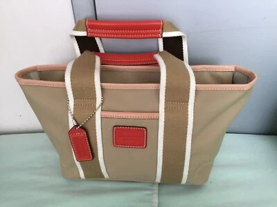 Retro Coach Mini Nylon-Leather Trim Hamptons Taupe Satchel Bag L055-6268 - Изображение 1 из 4