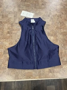 Fabletics Liza Koshy’s Leilani Zip Front Built-In Bra Tank Deep Navy Size Large - Picture 1 of 6