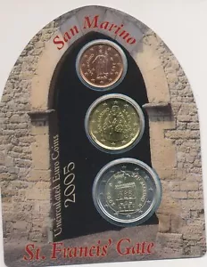 2005 Republic of San Marino, Mini Set 2c.+ 20c. + 2 Euro St Francis' Gate BU - Picture 1 of 1