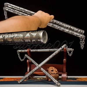High Chrome Steel Three-section Cudgel Nunchaku Kung Fu Martial Arts Sports - Picture 1 of 10