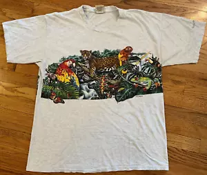 VTG 90s Habitat Rainforest Animals Shirt Size XL Single Stitch Sacramento Zoo - Picture 1 of 12
