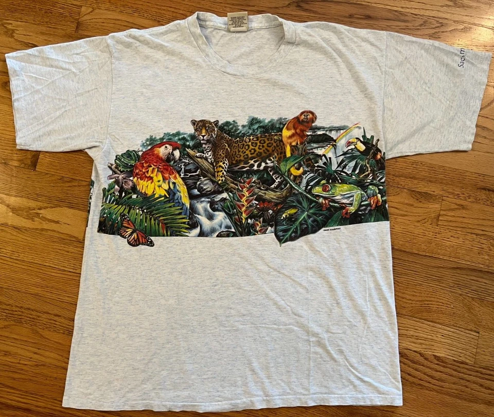Camisa De Colección Años 90 Hábitat Animales de la Selva Tropical Talla XL Puntada Única Sacramento Zoo Foto 1 de 4