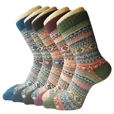 5 Pairs Cozy Women's Thermal Mid-Calf Socks Warm, Thick, Knitted, Breathable F1 - Image 1 of 4