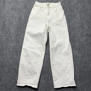 Madewell Jeans Womens 24 White Denim The Perfect Vintage Wide Leg Crop Stretch - Picture 1 of 12