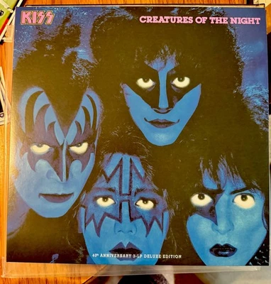 KISS Creatures Of The Night 3 LP Blue Vinyl 40th Anniversary Deluxe NM Foto 1 de 4