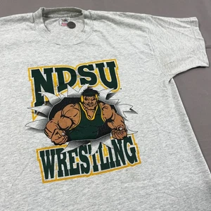 Camiseta Gris Lucha Libre NDSU Vintage Años 90 Talla L - Imagen 1 de 14