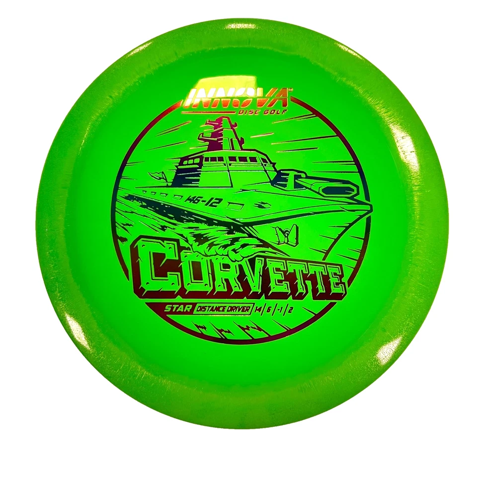 DISC GOLF INNOVA STAR CORVETTE STABLE DISTANCE DRIVER 167g GREEN W/ RAINBOW FOIL - Image 1 of 1