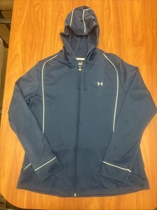Chaqueta Under Armour para mujer XL azul marino cremallera completa equipo para todas las estaciones peso ligero con capucha - Imagen 1 de 11