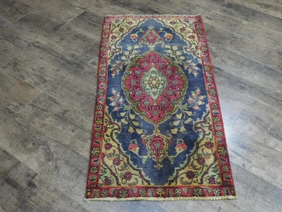 Vintage TurkishHand Made Geometric Anatolian Tribal Turkish Rug 2x3.9 Ft - Image 1 of 4