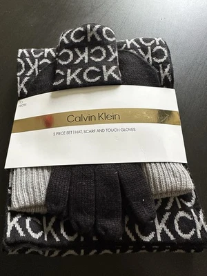 NUEVO Sombrero y bufanda para mujer Calvin Klein Tech Touch bronceados y negros nuevos con etiquetas Foto 1 de 4