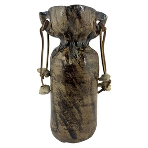Vintage Studio Art Pottery Signed Impressed Drawstring Pouch Vase - Picture 1 of 5