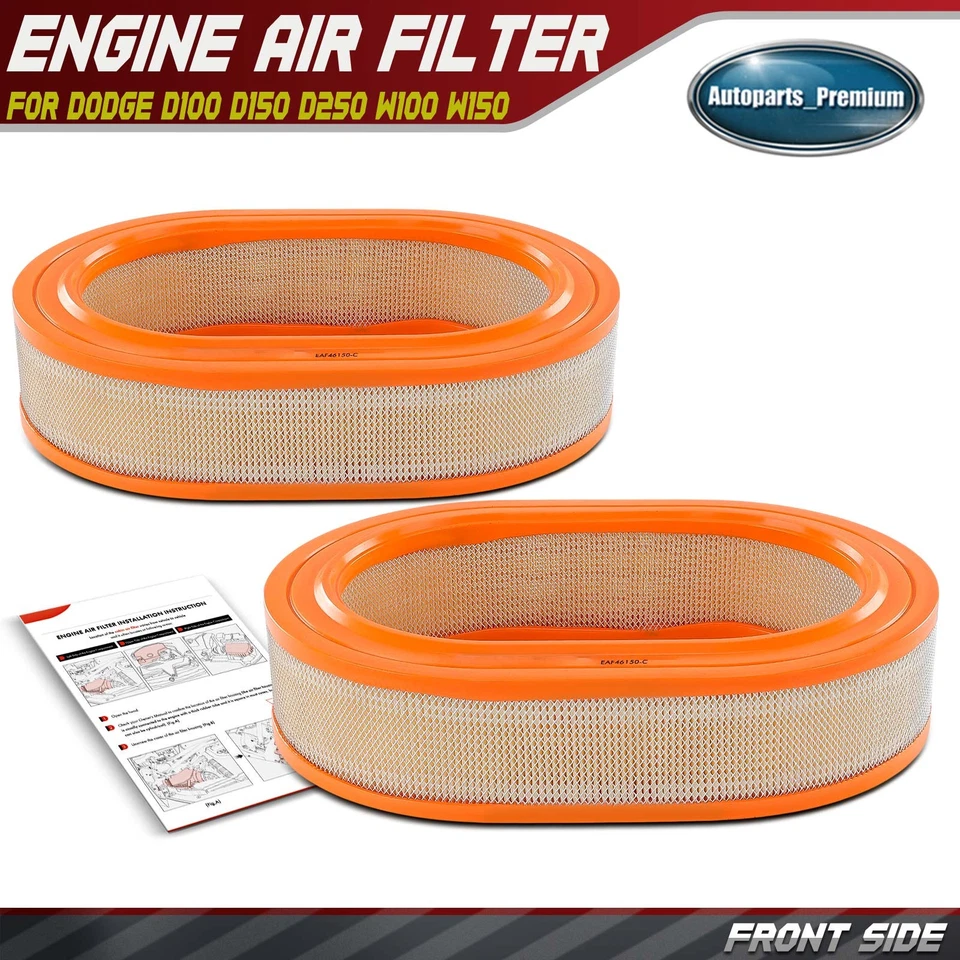 2x Filtro de aire del motor para Dodge D150 D250 1988-1993 D100 1988-1989 W100 V6 3,9 L Foto 1 de 4