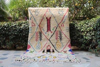 Moroccan wool Rug, Bohemian Shag Rug, Berber carpet, boho home decor, fluffy rug - Image 1 of 4