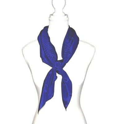 Bufanda Libertad De Seda Francesa De Colección Azul Real Logo Jacquard Lujo 34" X 34" Foto 1 de 4