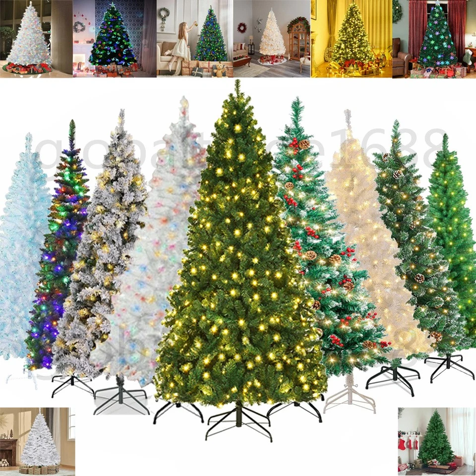 NONMOM 4/5/6/7Ft Artificial Christmas Tree Xmas With LED Lights Spruce Xmas Decoration