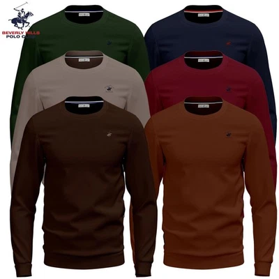 POLO CLUB BEVERLY HILLS Maglione girocollo rasato uomo vari colori POLO BEVERLY HILLS S M L XL XXL 3XL