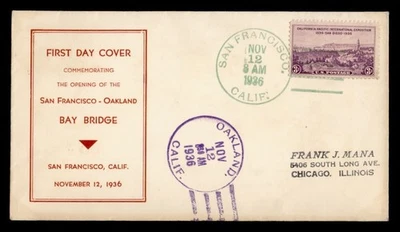 DR WHO 1936 BAY BRIDGE OPENING CACHET DUAL CANCEL SAN FRANCISCO CA M55249 - Image 1 of 2