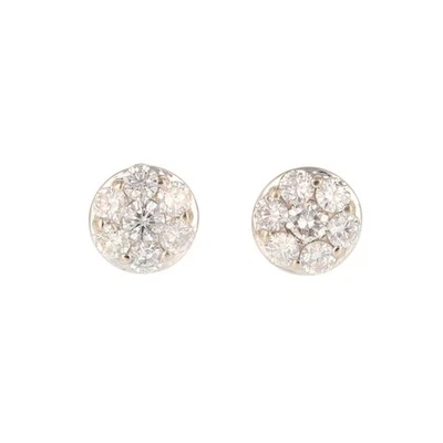 1.10ctw Round Cut Diamond Cluster Stud Pair Earrings 14k White Gold 2.54 Grams - Image 1 of 4