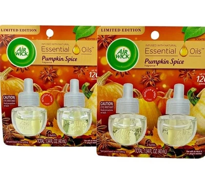 Pacote com 2 refis de óleos essenciais Air Wick PUMPKIN SPICE NOVO EM FOLHA - Imagem 1 de 3