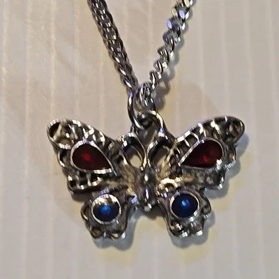 MARIPOSA Peltre Colgante Dije /18"-24" COLLAR CADENA ACERA INOXIDABLE Foto 1 de 4