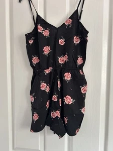 H&M Black Floral Playsuit Size 6 - Picture 1 of 2